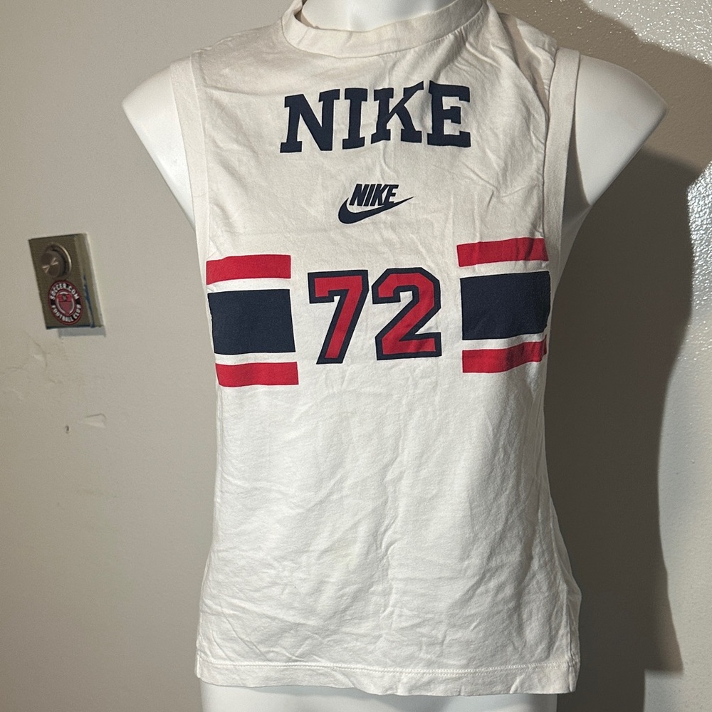 Nike White Tank Top with Red and Navy Details
